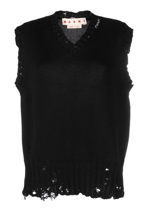 Marni V-neck cotton vest - Black