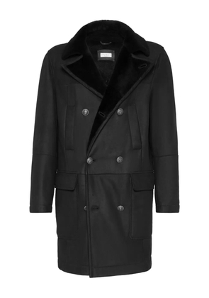 Brunello Cucinelli shearling-collar double-breasted coat - Black
