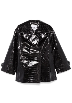 GANNI croc-embossed jacket - Black