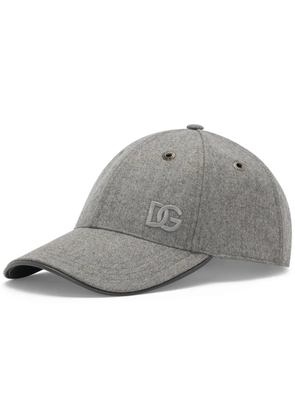 Dolce & Gabbana logo-embroidered virgin-wool cap - Grey
