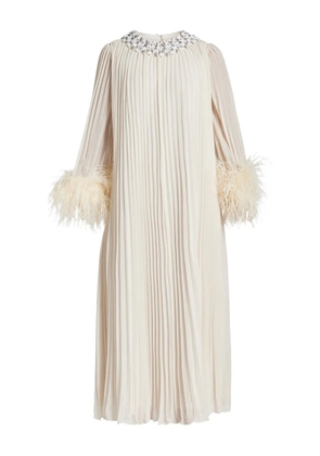 Self-Portrait embellished pleated dress - White