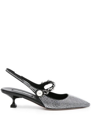 Miu Miu rhinestone-embellished pointed-toe pumps - Black
