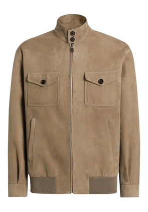 Dolce & Gabbana flap-pocketed zip-front leather jacket - Neutrals