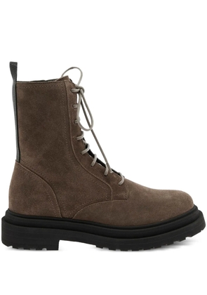 Brunello Cucinelli lace-up combat boots - Brown