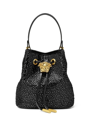 Versace La Medusa crystal-embellished mini bucket bag - Black