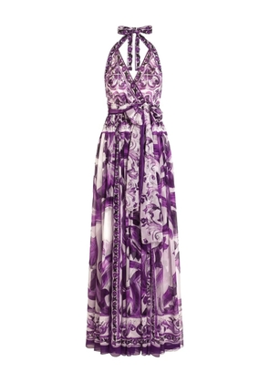 Dolce & Gabbana Majolica-print maxi dress - Purple