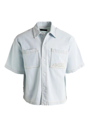 AMIRI embroidered short-sleeved denim shirt - Blue