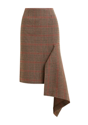 Essentiel Antwerp checked-pattern asymmetric-hem midi skirt - Brown