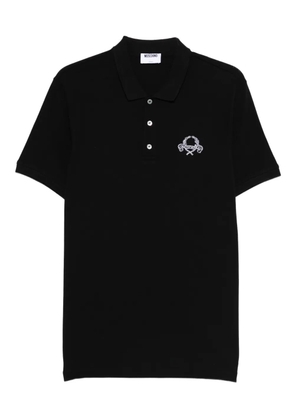 Moschino logo-embroidered polo shirt - Black