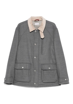 Brunello Cucinelli contrast-collar jacket - Grey