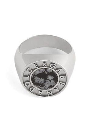 Dolce & Gabbana stone-detail logo ring - Silver