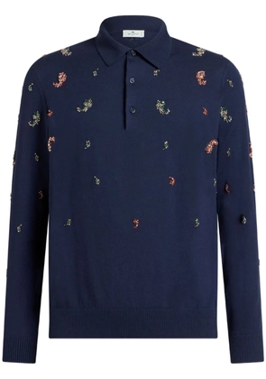 ETRO crystal-detailed mini paisley polo shirt - Blue
