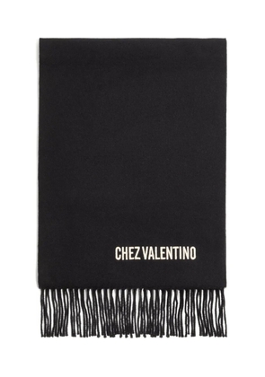 Valentino Garavani Chez-embroidery fringed scarf - Black