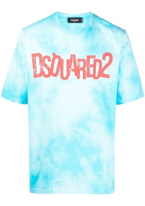 DSQUARED2 logo-print tie-dye T-shirt - Blue