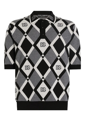 Dolce & Gabbana diamond-pattern polo shirt - Black