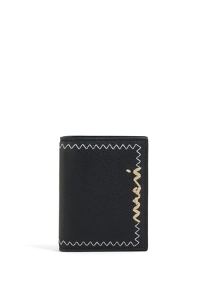 Marni logo-embroidered leather wallet - Black