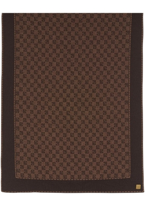 Balmain monogram-pattern fine-knit scarf - Brown
