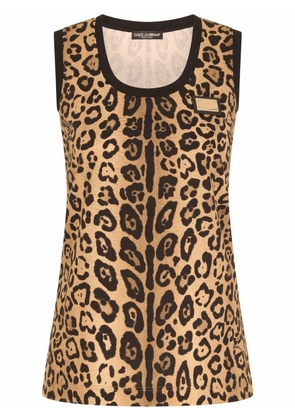Dolce & Gabbana leopard-print tank top - Brown