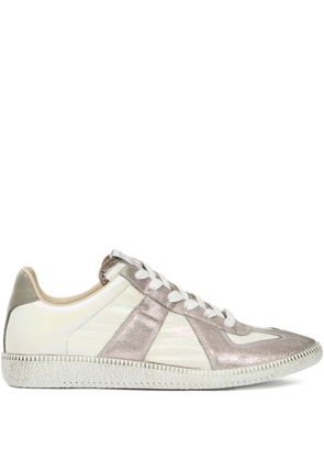 Maison Margiela Metallic leather panelled sneakers - Neutrals