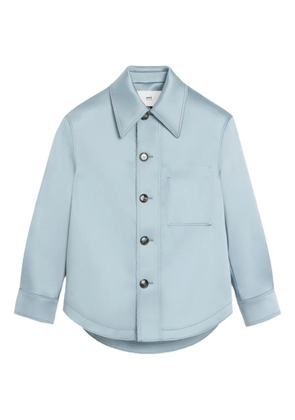 AMI Paris Ami De Coeur button-up satin jacket - Blue