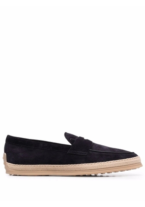 Tod's woven-trim penny loafers - Blue