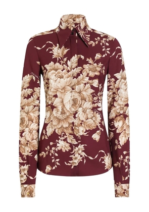 Dolce & Gabbana rose-print charmeuse shirt - Red