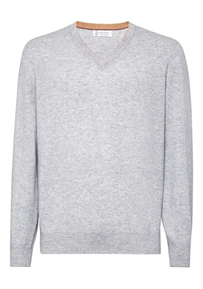 Brunello Cucinelli v-neck long-sleeved jumper - Grey
