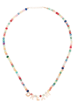 Roxanne First 14kt rose gold jade letter charm necklace - Pink