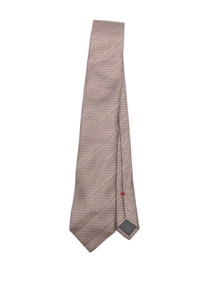 Brunello Cucinelli herringbone silk tie - Brown