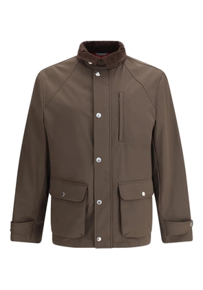 Brunello Cucinelli corduroy-collar buttoned jacket - Brown