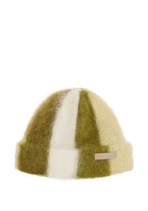 AMI Paris striped Ami De Coeur beanie - Green