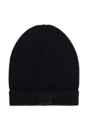 Dolce & Gabbana ribbed logo-plaque beanie - Blue