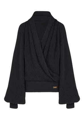 Balmain ribbed-knit hoodie - Black