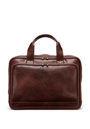 Brunello Cucinelli logo-stamp leather briefcase - Brown