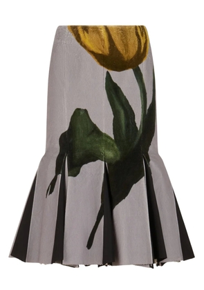 Marni x Slawn & Soldier tulip-print pleated midi skirt - Grey