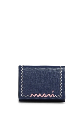 Marni logo-embroidered leather wallet - Blue