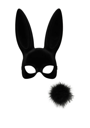 Maison Close velvet bunny mask and pompom - Black