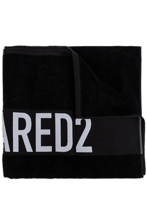 DSQUARED2 logo-intarsia beach towel - Black