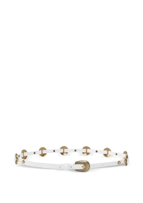 PINKO stud embellished leather belt - White