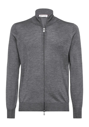 Brunello Cucinelli zip-up knit cardigan - Grey