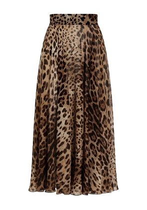 Dolce & Gabbana leopard-print midi skirt - Brown