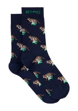 ETRO Tiger-jacquard socks - Blue