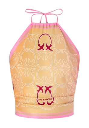 PINKO logo-print tie beach cover-up - Neutrals