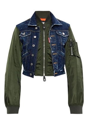 DSQUARED2 denim-panelled bomber jacket - Green