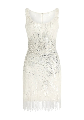 Jenny Packham Noella sequined embellished fringed mini dress - Neutrals