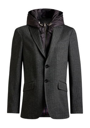 ETRO herringbone detachable-hood blazer - Grey