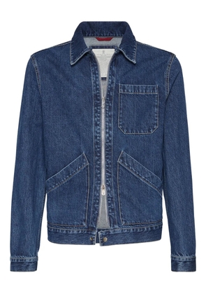 Brunello Cucinelli zip-fastening patch-pocket denim jacket - Blue