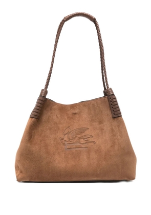 ETRO Libra braided-handle suede tote bag - M0453 BROWN