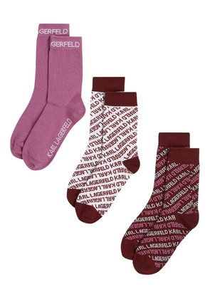 Karl Lagerfeld monogram three-pack socks - Red