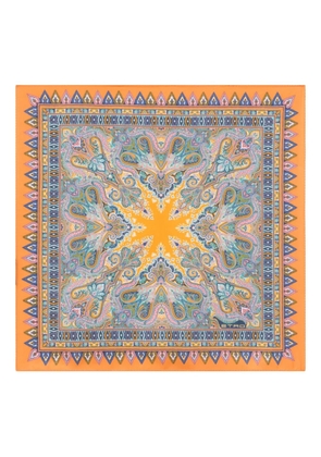 ETRO floral paisley silk pocket square - Orange